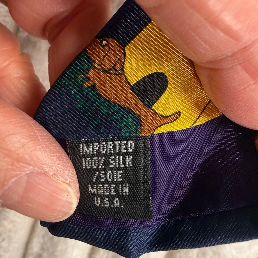 Save the Children The Dog Show Navy Blue Silk Tie Dogs Puppy Made in USA 4x56